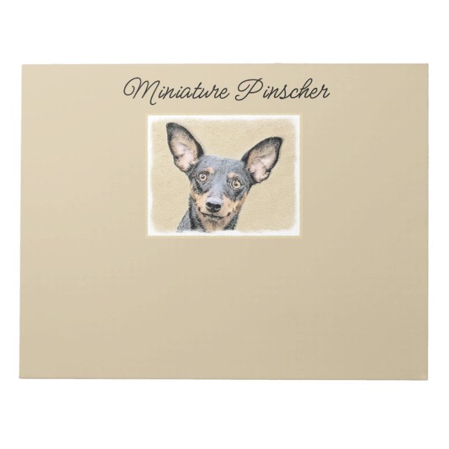 Bloc-note Miniature Pinscher Peinture mignonne Chien Art ori (Devant)