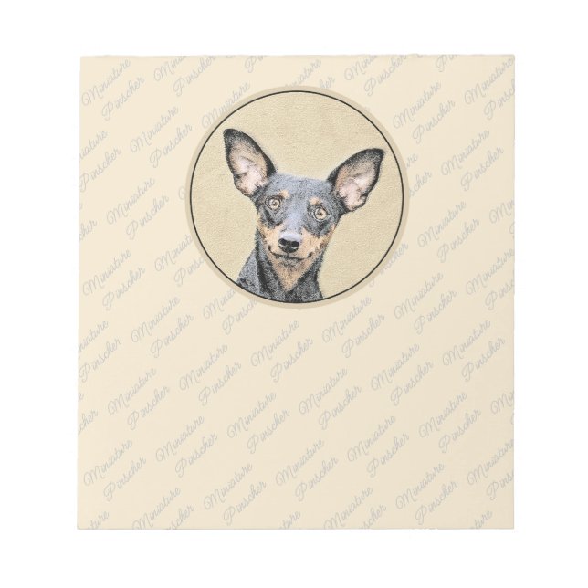 Bloc-note Miniature Pinscher Peinture mignonne Chien Art ori (Devant)