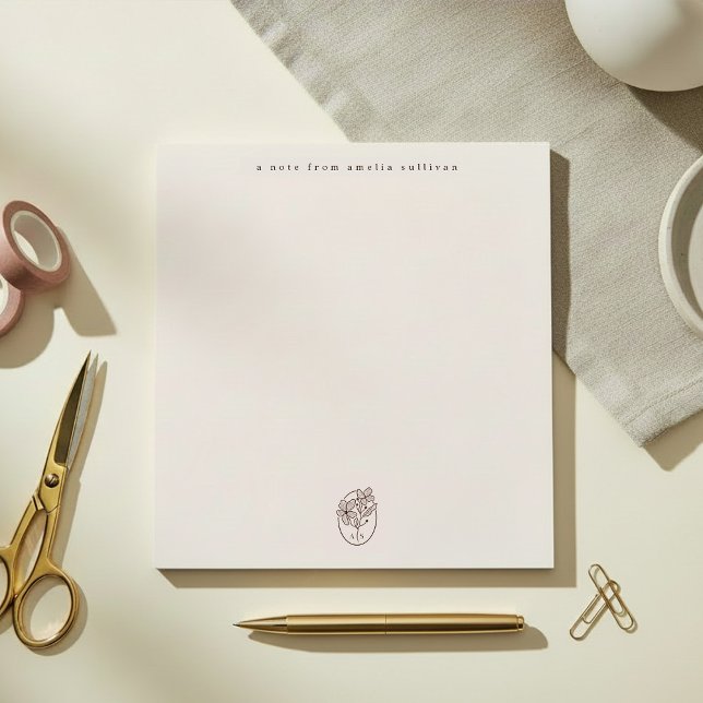 Bloc-note Minimal Blush Notepad with Monogram Desk Pad (Créateur téléchargé)