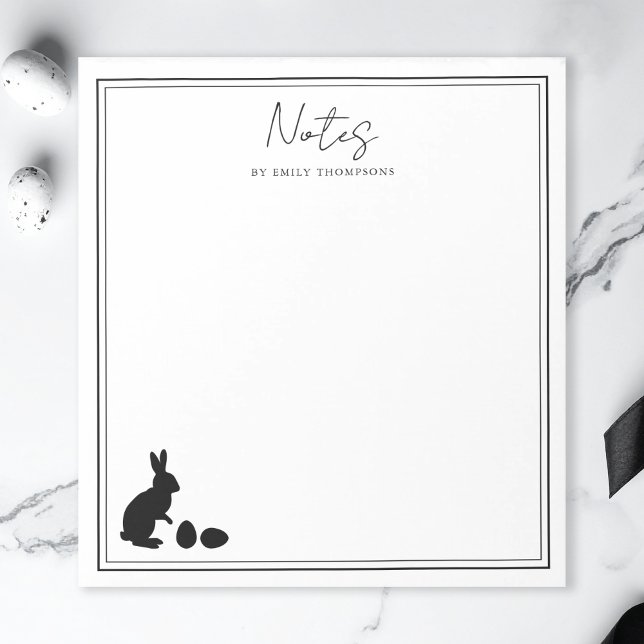 Bloc-note Minimalist Bunny And Eggs In Black Modern Easter (Créateur téléchargé)