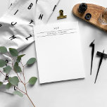 Bloc-note Minimalist Masculine | Initials and Name<br><div class="desc">This elegant,  simple note pad features classic black lines and text with your initials.</div>
