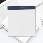Bloc-note Minimalist Navy Blue Elegant Monogram<br><div class="desc">Create your own personalized notepad with elegant monogram name and minimalist navy blue color design.</div>