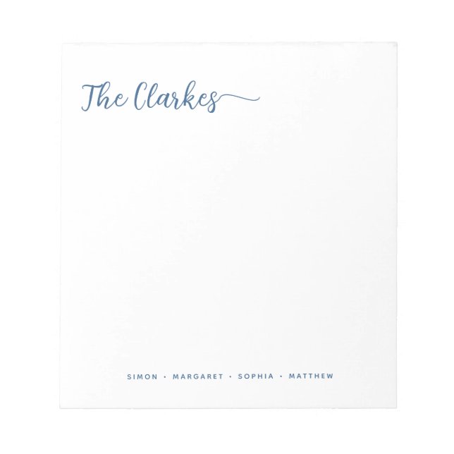 Bloc-note Minimalist Navy Blue Family Stationery  (Devant)