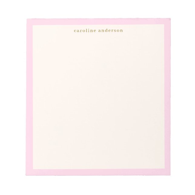 Bloc-note Minimalist Soft Pink Border Personalized Name (Devant)