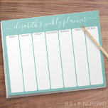 Bloc-note Minimaliste Basic Weekly Planner script moderne aq<br><div class="desc">Un design girly mais haut de gamme dans des couleurs fraîches et joyeuses. Si vous devez ajuster le texte ou les couleurs, cliquez sur le bouton customiser et apporter des modifications. Parfait pour commencer le Nouvel An et rester organisé avec ce calendrier. Un outil d'organisation parfait pour n'importe quel bureau...</div>