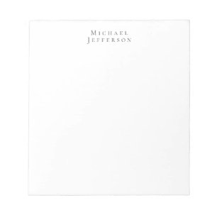 Bloc-note Minimaliste Classique Élégant Nom Noir Blanc