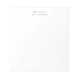 Bloc-note Minimaliste Classique Élégant Nom Noir Blanc