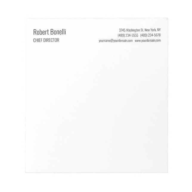 Bloc-note Minimaliste Moderne Blanc Simple (Devant)