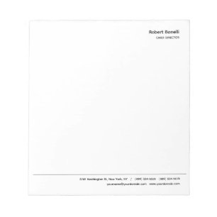 Bloc-note Minimaliste Moderne Blanc Uni 