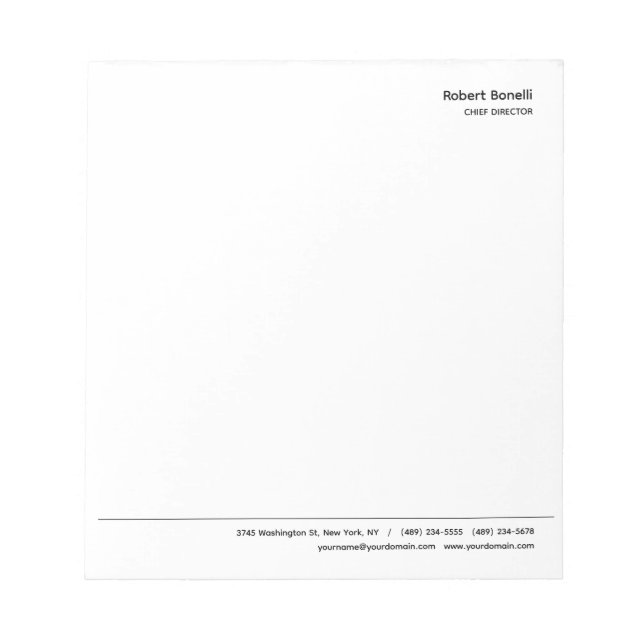 Bloc-note Minimaliste Moderne Blanc Uni  (Devant)