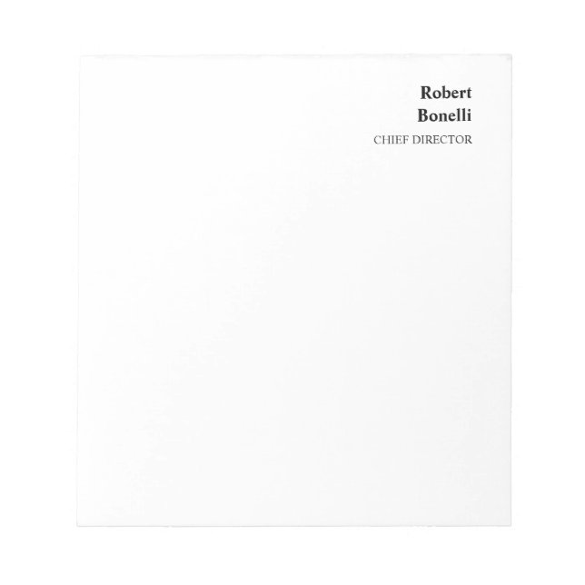Bloc-note Minimaliste Moderne Blanc Uni (Devant)