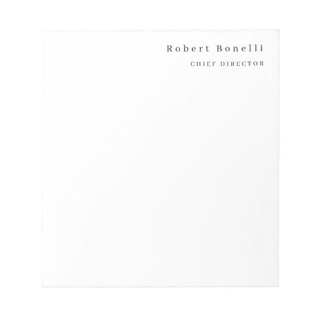 Bloc-note Minimaliste Moderne Blanc Uni  (Devant)