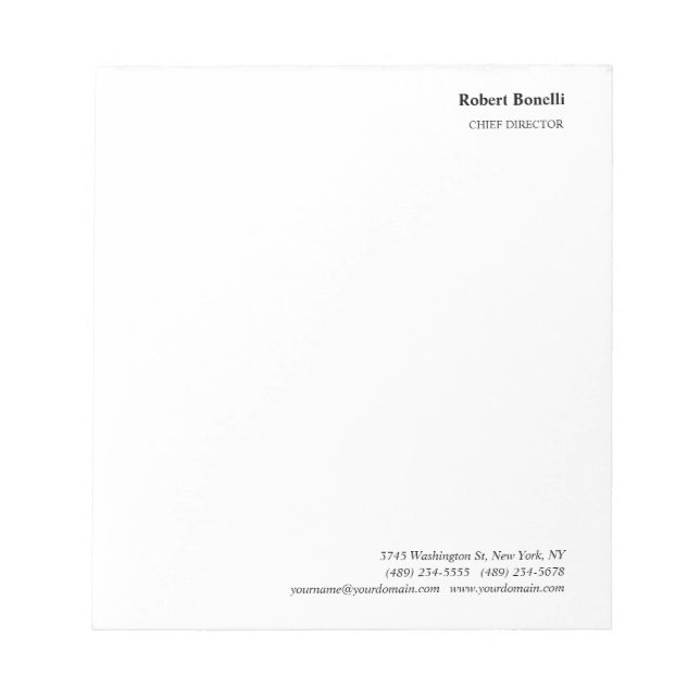 Bloc-note Minimaliste Moderne Blanc Uni (Devant)