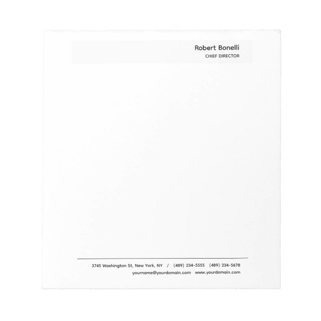 Bloc-note Minimaliste Moderne Blanche Simple (Devant)