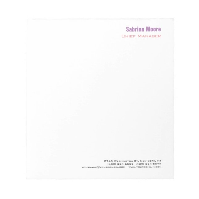 Bloc-note Minimaliste Moderne Simple Professionnel (Devant)