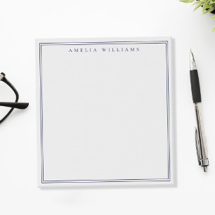 Bloc-note Minimaliste Monogramme Bleu Deux Bordures
