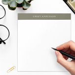 Bloc-note Minimaliste Monogramme Elégant Vert Olive<br><div class="desc">Créez votre propre bloc-notes personnalisé avec un nom de monogramme élégant et un design de couleur vert olive minimaliste.</div>