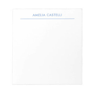 Bloc-note Minimaliste Professionnel Bleu Blanc Uni