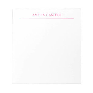 Bloc-note Minimaliste Professionnel Rose Blanc Uni