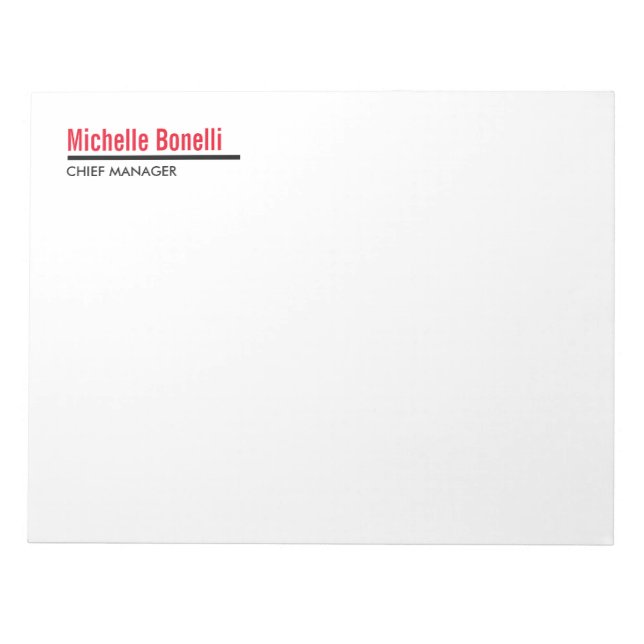Bloc-note Minimaliste Professionnel Simple Blanc Moderne Sim (Devant)