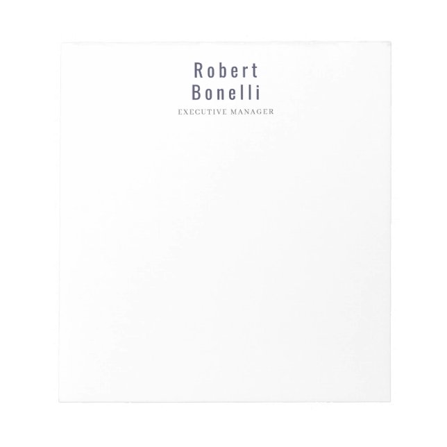 Bloc-note Minimaliste Simple Blanc Moderne Professionnel (Devant)