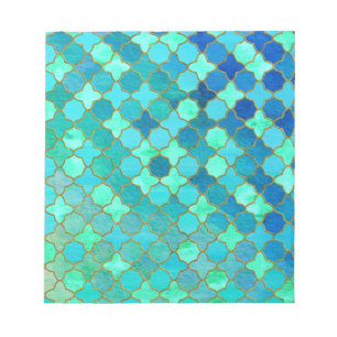 Bloc-note Mint Aqua Turquoise Gold Oriental Marocain Carrela