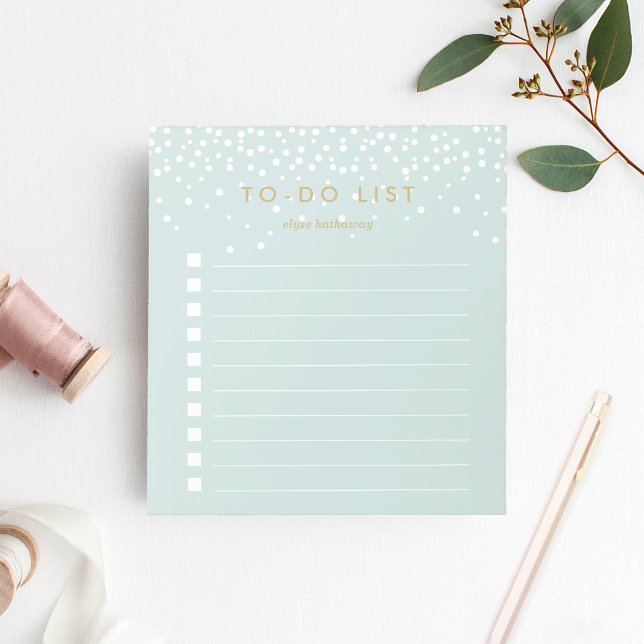 Bloc-note Mint | Confetti Dots Personalized To-Do List (Créateur téléchargé)