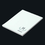 Bloc-note Mint Green Eucalyptus Leaf Monogrammed<br><div class="desc">Mint Green Eucalyptus Leaf Monogrammed Design. This product can be personalized with your custom name, and initial letter. The handpainted watercolor eucalyptus branch look is classic and trendy. A perfect gift for her, mom, wife, friend, or for yourself! Customize yours by clicking personalize on the right.</div>