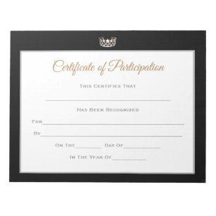 Bloc-note Miss USA style Pageant Certificats-Participation
