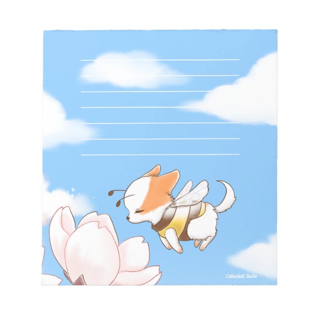 Bloc-note Mochi Bee Bumble Bee Doggy Puppy et Sakura (Devant)