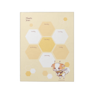 Bloc-note Mochi Bee Cute Puppy Honey Bee Weekly Planner