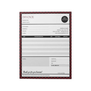 Bloc-note Modèle de facture commerciale minimaliste à bordur