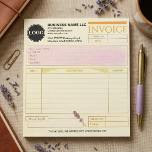 Bloc-note Modèle de facture de vente avec logo d'entreprise
