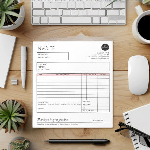 Bloc-note Modèle de facture de vente de gâteaux minimaliste