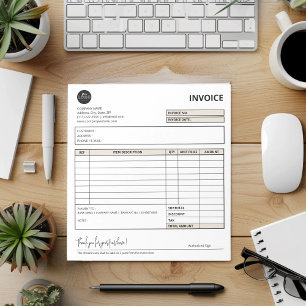 Bloc-note Modèle de facture minimaliste Beige pour petites e