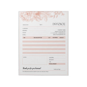 Bloc-note Modèle de facture Pink Floral Bordure Petite entre