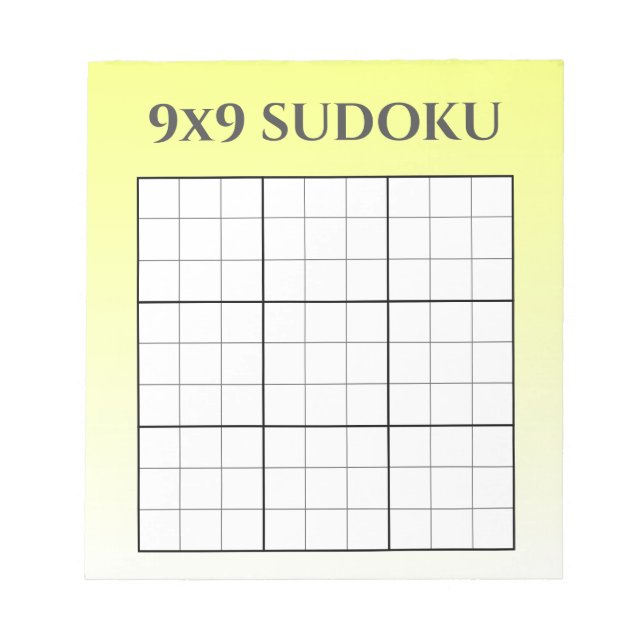 Bloc-note Modèle de grille Sudoku Ombre jaune 9x9 (Devant)