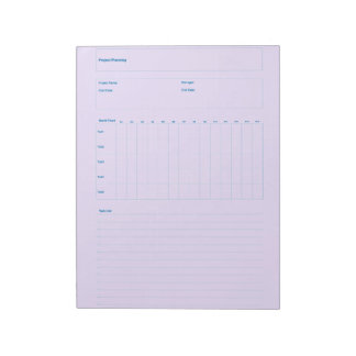 Bloc-note Modèle de planification de projet, feuille de plan