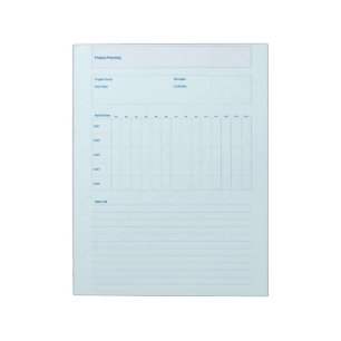 Bloc-note Modèle de planification de projet, feuille de plan
