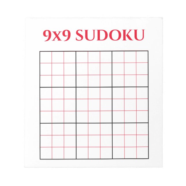 Bloc-note Modèle de Sudoku 9x9 Simple Red Notepad (Devant)