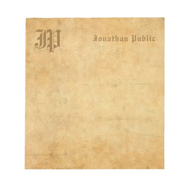 Bloc-note Modèle élégant de texte manuscrit Monogramme Vinta (Devant)