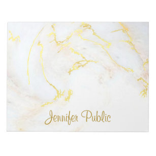 Bloc-note Modèle Elegant Gold Marbre blanc personnalisé