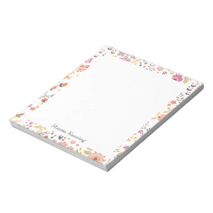 Bloc-note Modèle floral de printemps élégant Nom personnalis