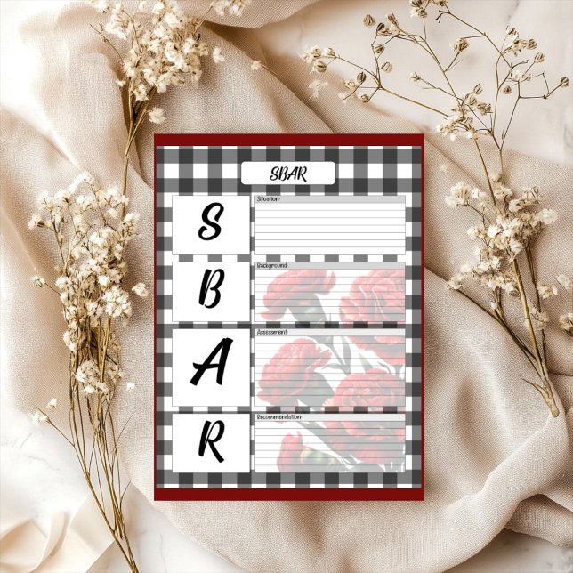 Bloc-note Modèle floral noir et blanc_ SBAR (Créateur téléchargé)