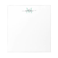 Modern Girly Chic Script Monogram Mint Green Teal