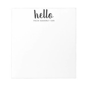 Bloc-note Modern HELLO Bold Script Black Chic Typographie