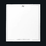 Bloc-note Modern Minimalist Elegant Monogram<br><div class="desc">Create your own personalized notepad with elegant minimalist monogram initials in black and white color.</div>