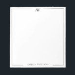 Bloc-note Modern Minimalist Elegant Monogram<br><div class="desc">Create your own personalized notepad with elegant minimalist monogram initials in black and white color.</div>