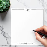 Bloc-note Modern Minimalist Elegant Monogram<br><div class="desc">Create your own personalized notepad with elegant minimalist monogram initials in black and white color.</div>