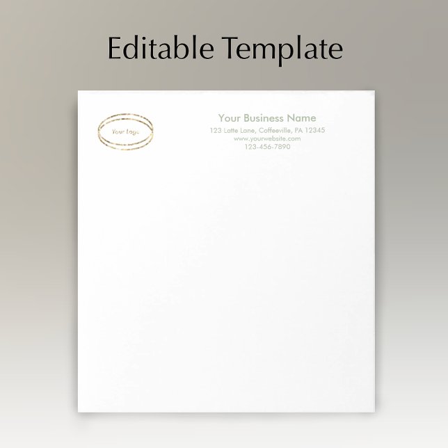 Bloc-note Modern Minimalist Sage Green Custom Business Logo (Custom modern sage green script business letterhead tablet. Add logo and name and address.
)
